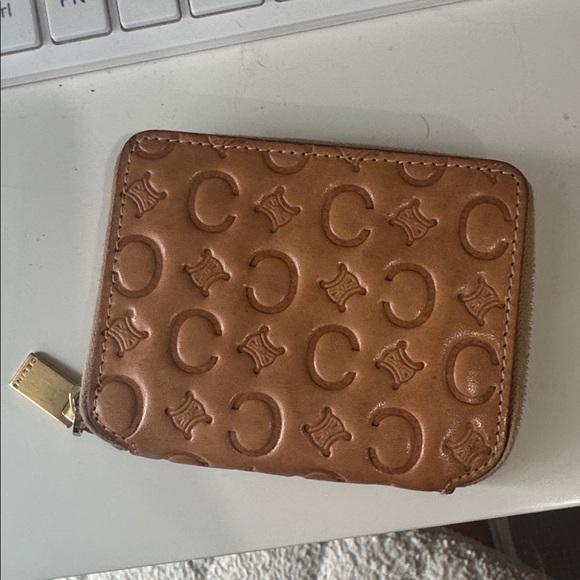 Celine Brown Embossed Leather Wallet - Picture 2 of 4
